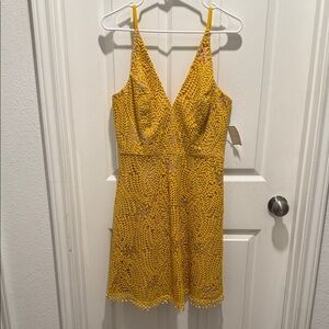 Dress the Population Yellow Patterned Mini Dress